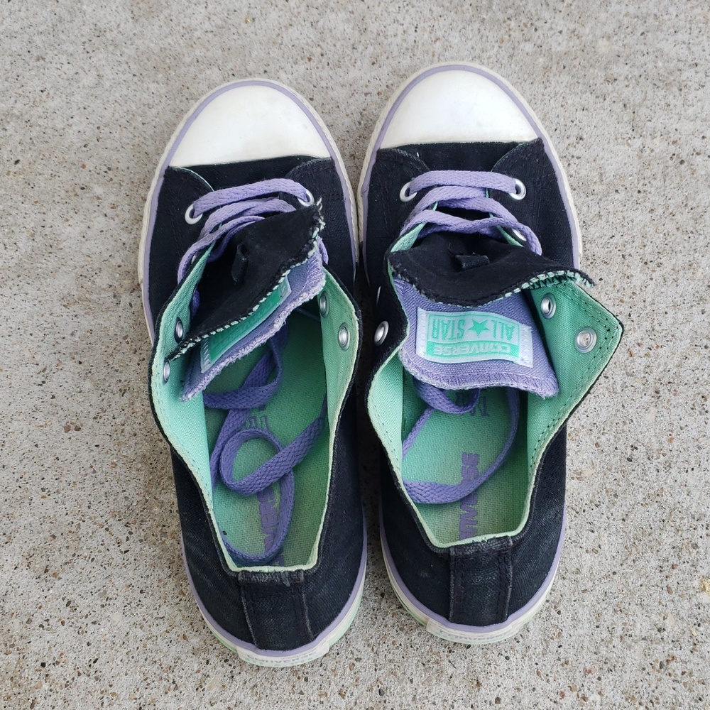 Converse Canvas Double Tongue Sneakers Classic All Star Size 4 Youth 6 Womens - Picture 5 of 16